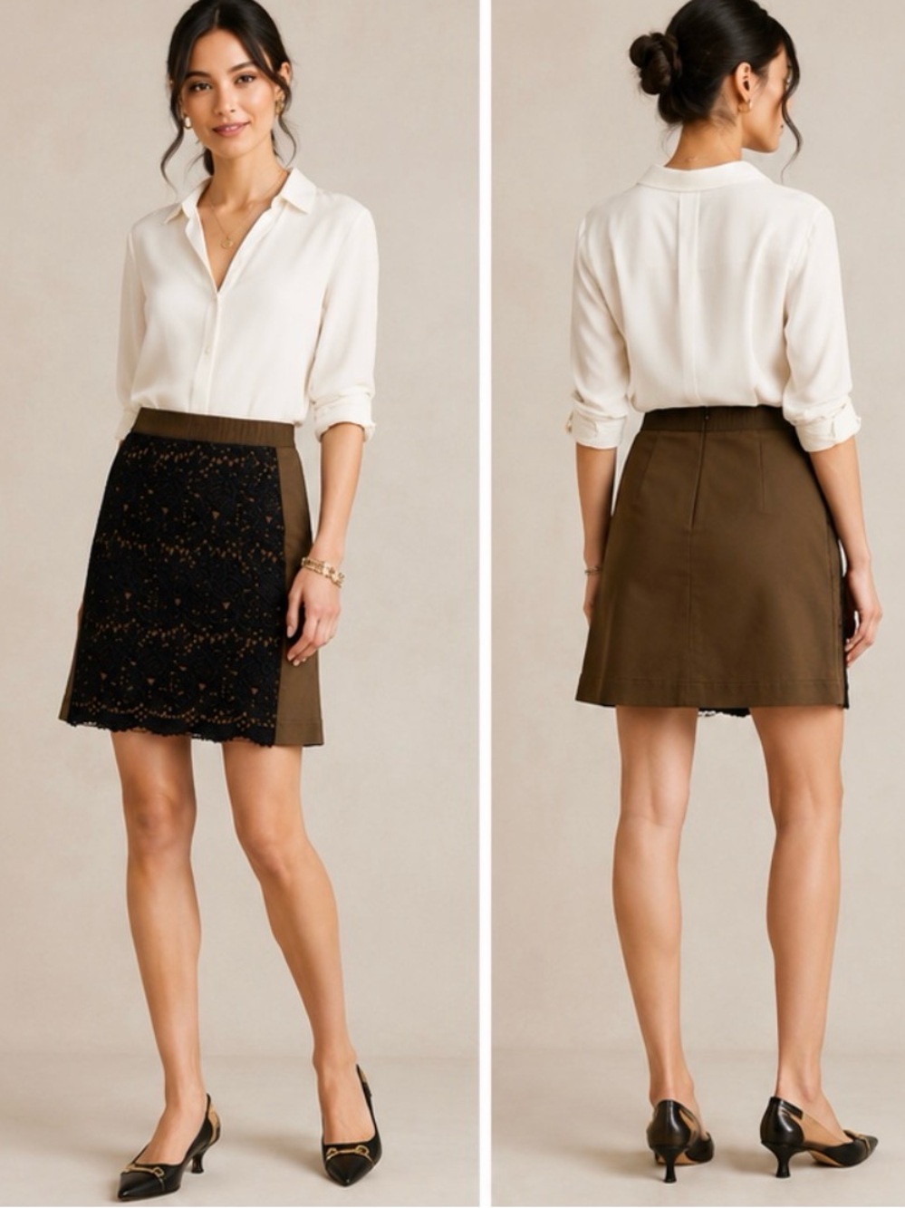 Anthropologie Maeve Rione black embroidery skirt
